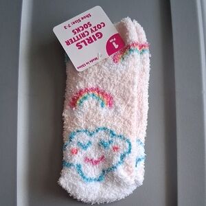 Kids' Fluffy Rainbow Cloud Socks Size 7-3 - Multicolor